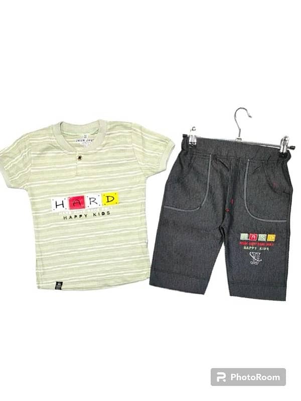 2 pcs kids shirt and short for boys-grey -size:small,medium ,large 1