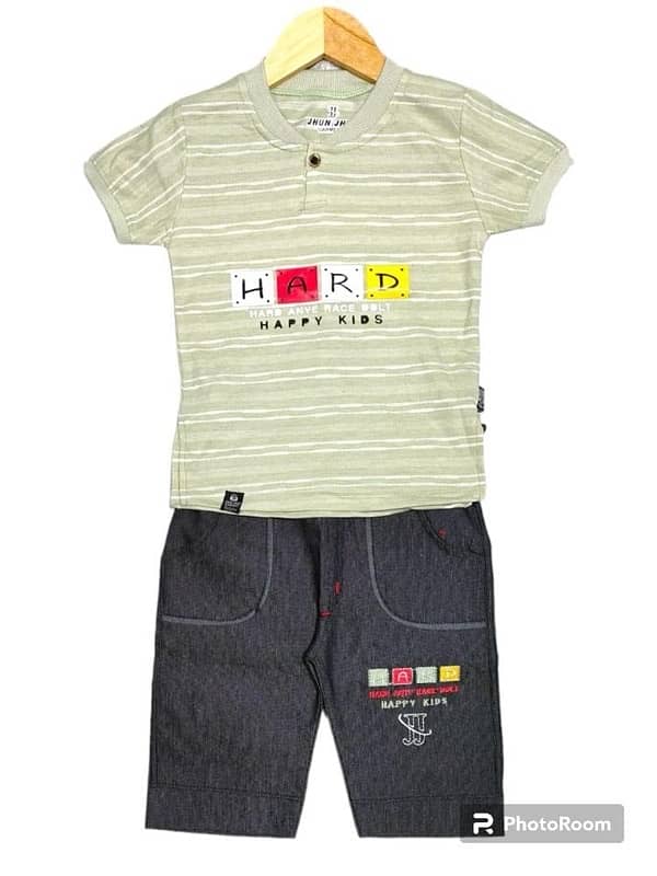 2 pcs kids shirt and short for boys-grey -size:small,medium ,large 2