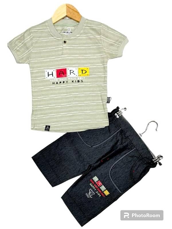 2 pcs kids shirt and short for boys-grey -size:small,medium ,large 3