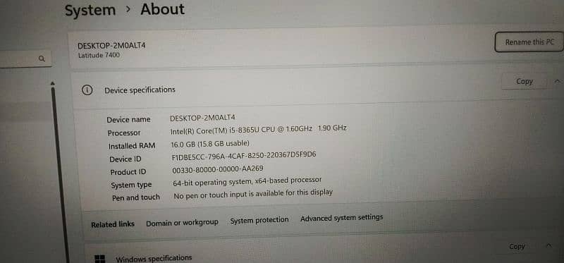 Dell Latitude 7400 Core i5, 8th Gen, 16GB RAM, 256GB SSD 8