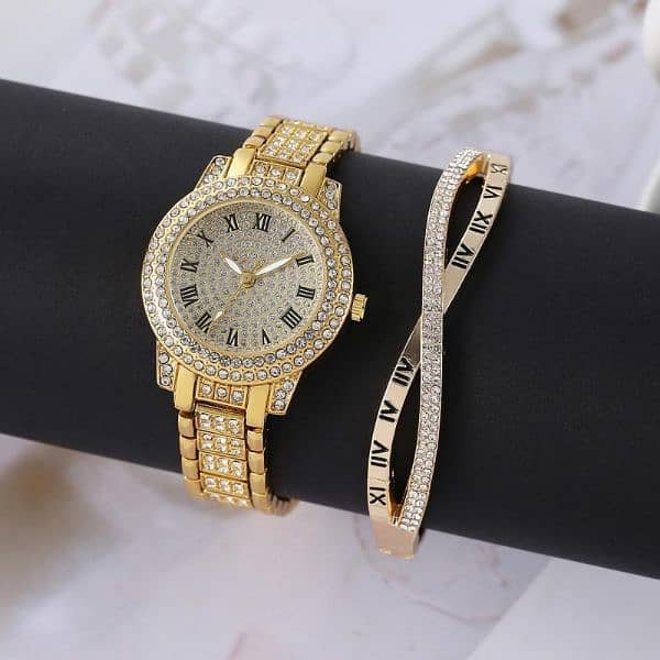 Women's Diamond Artificial set. Roman Watch 0