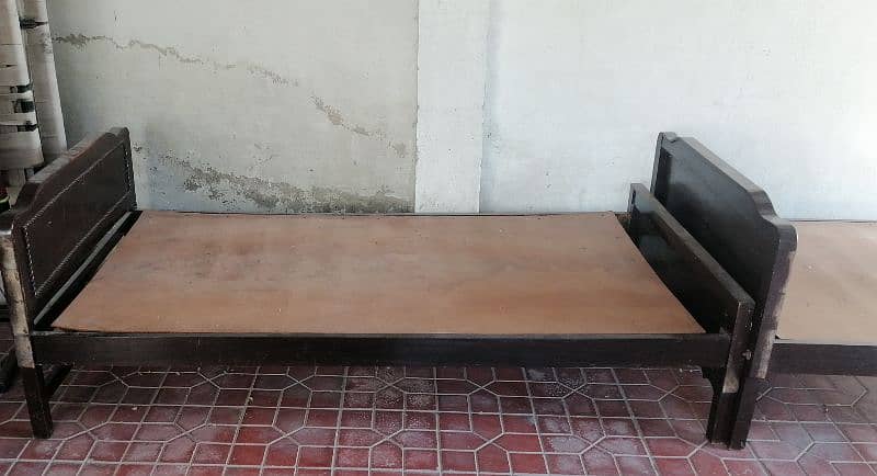 Single Bed (Wooden) x2 1