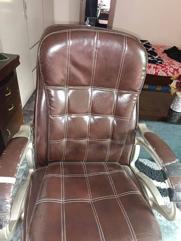 Wood table and leather chair 2