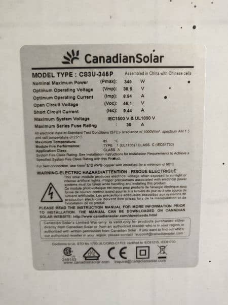 Original Grade A Tier 1, Canadian Solar 345W solar Panels (4 Years) 1