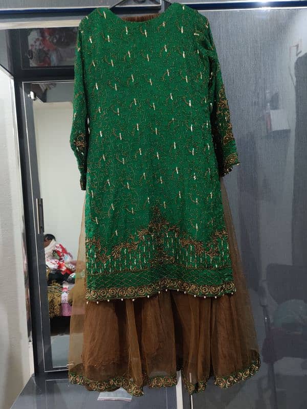 Embroided Shirt with net Garara and Dupata. 0