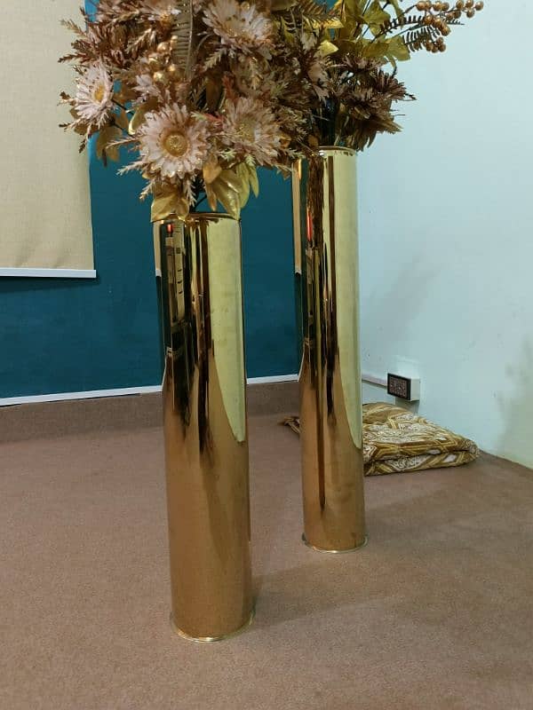 Golden Stainless Steel Pots with Golden flowers 1