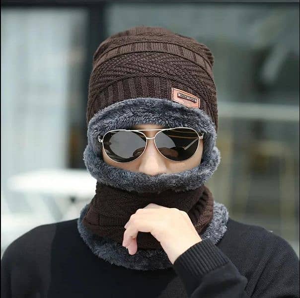 Unisex Woolen Cap with Neck Warmer 0