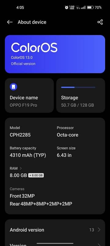 Oppo F19 Pro 8+8/128 2