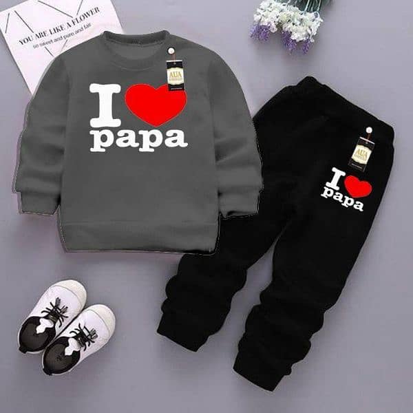 2 Pcs  Fleece Printed Sweatshirt Tracksuit 0