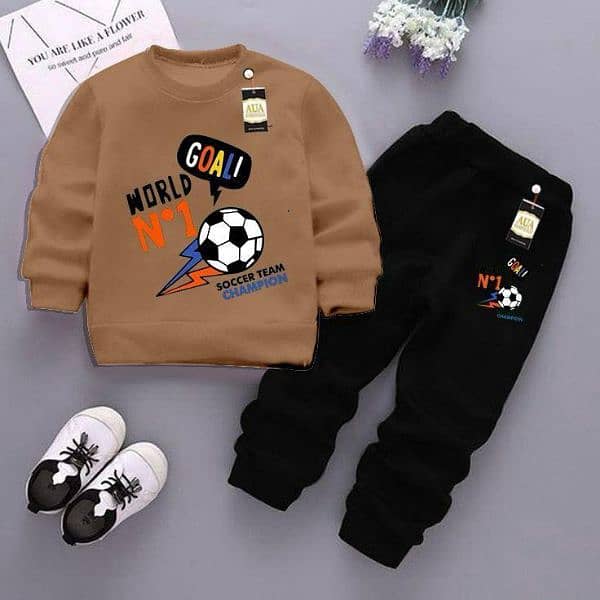 2 Pcs  Fleece Printed Sweatshirt Tracksuit 1