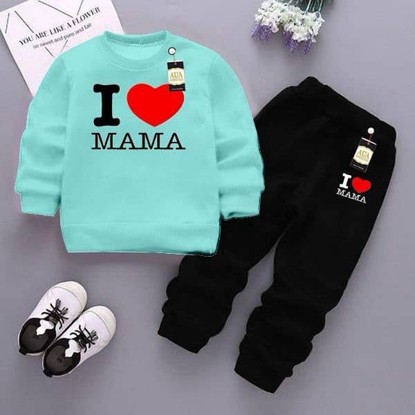 2 Pcs  Fleece Printed Sweatshirt Tracksuit 2