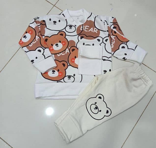 2 Pcs  Fleece Printed Sweatshirt Tracksuit 8