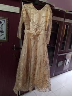 beige color silk Cinderella frok