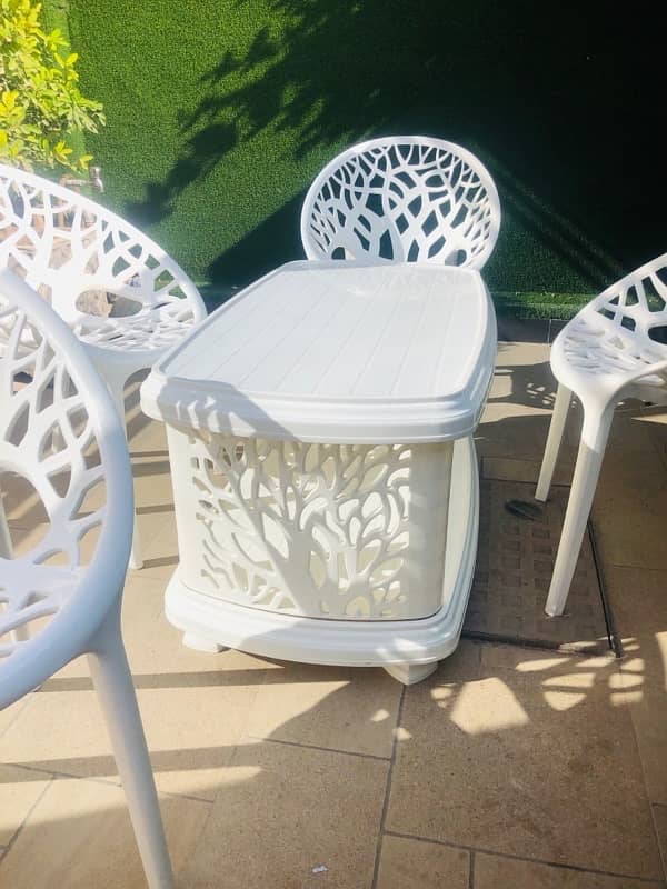 boss original pure white  plastic garden chairs with white table set 13