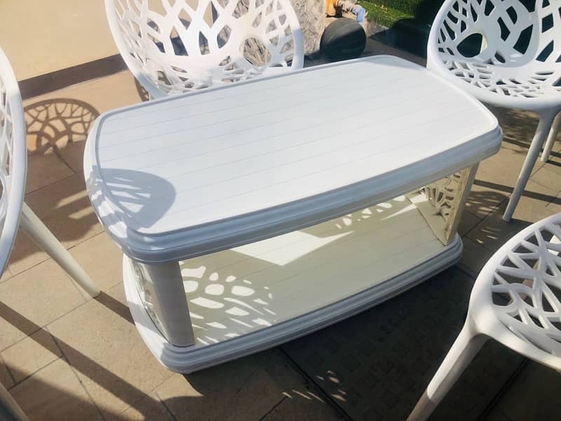 boss original pure white  plastic garden chairs with white table set 14