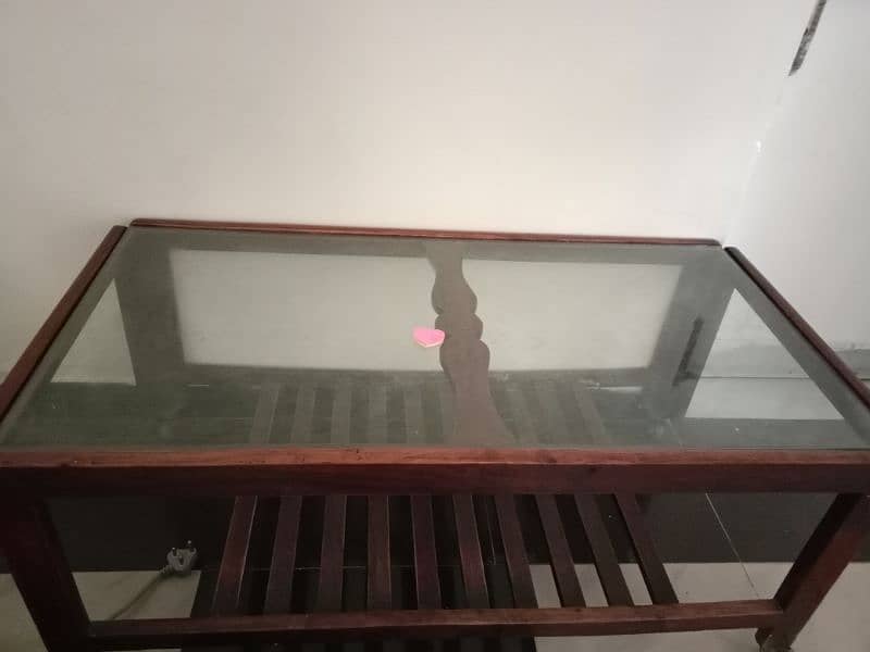 wooden table for sale glass top 0