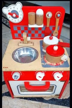 Kids mini wooden kitchen with all accessories