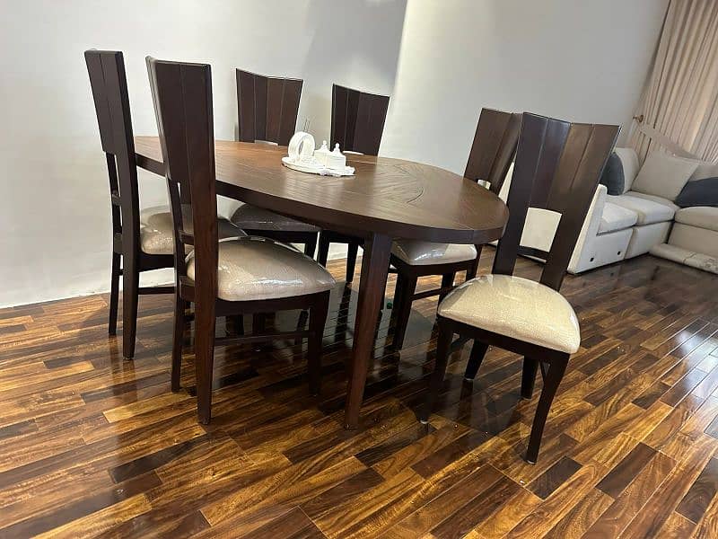 wood dining and 6 chairs 1