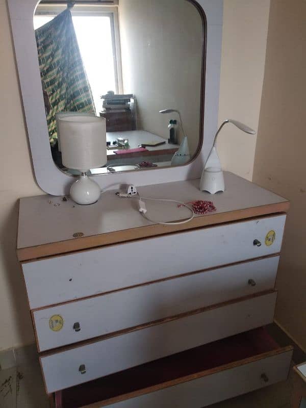 white  Single bed with white dressing table and writing table 2