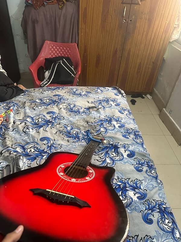 03092477789Dielisi branded red colour guitar all ok no any fault 3