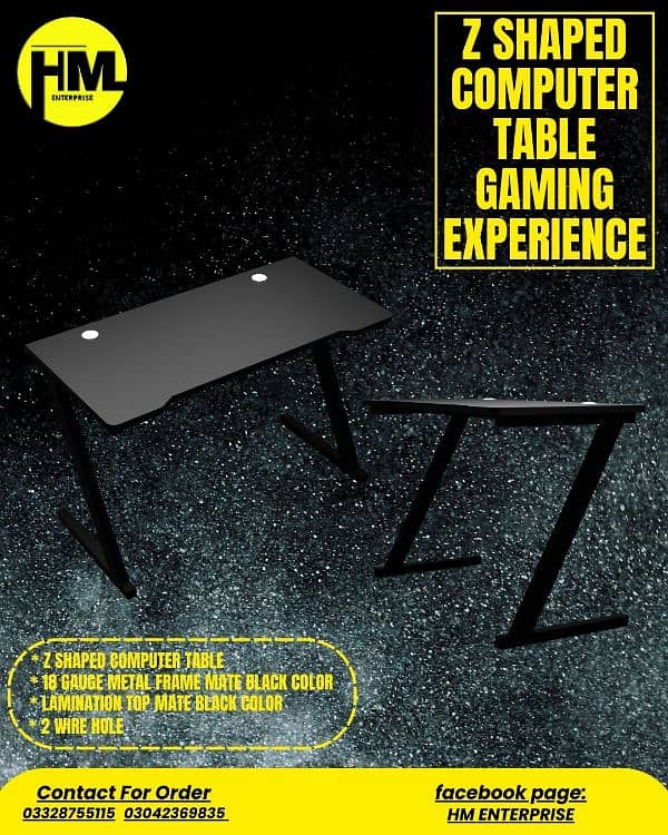 Gaming Table Z Shaped - Black 0