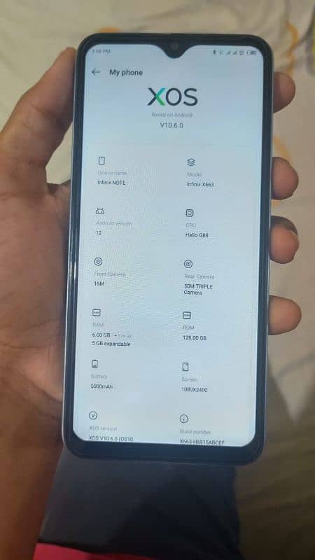 infinix note x663 {6/128} pta approved 10