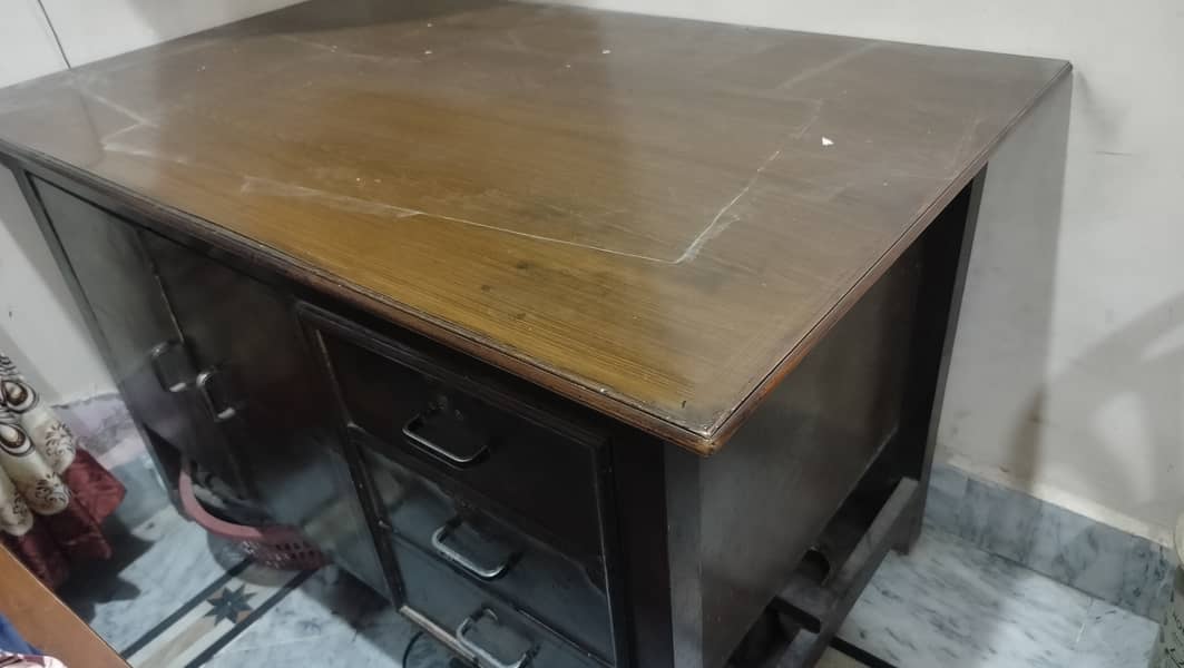 Wooden office Table / iron stand 6