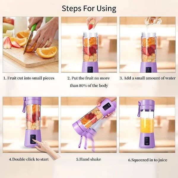 Juicer Blender 6 Blades USB Portable 380ml Mini Fruit Bottle Juicer 1