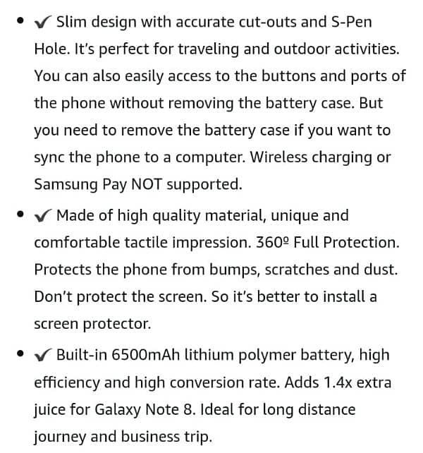 Samsung Galaxy Note 8 Battery Case(RUNSY) 6500mAh Rechargeable Battery 2