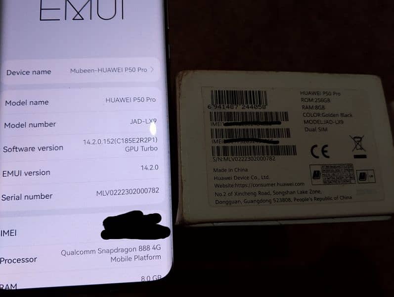 Huawei p50 pro complete box 8/256 golden black Approved 4