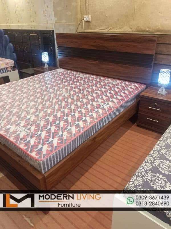 King size bed with 2 side tables best quality 17