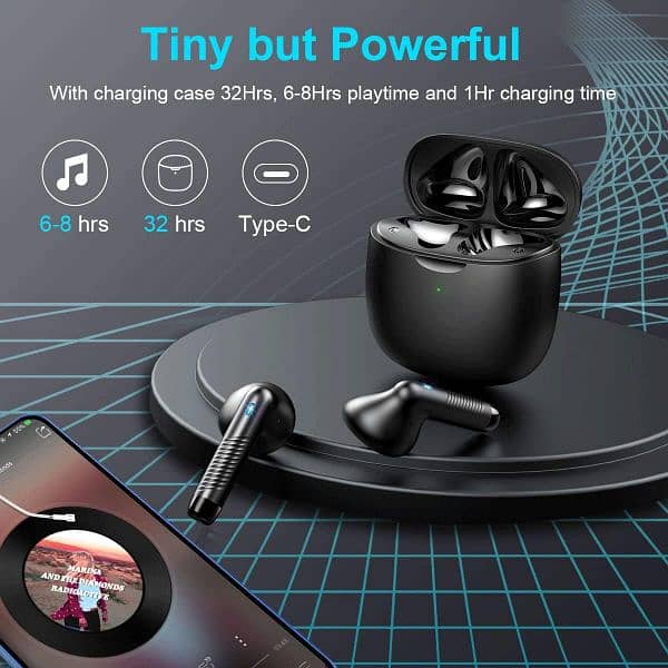 Wireless Earbuds (J51), Bluetooth 5.3 Earbuds, Noise Cancelling Mic, 6