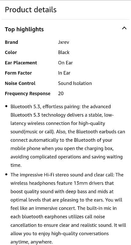 Wireless Earbuds (J51), Bluetooth 5.3 Earbuds, Noise Cancelling Mic, 12