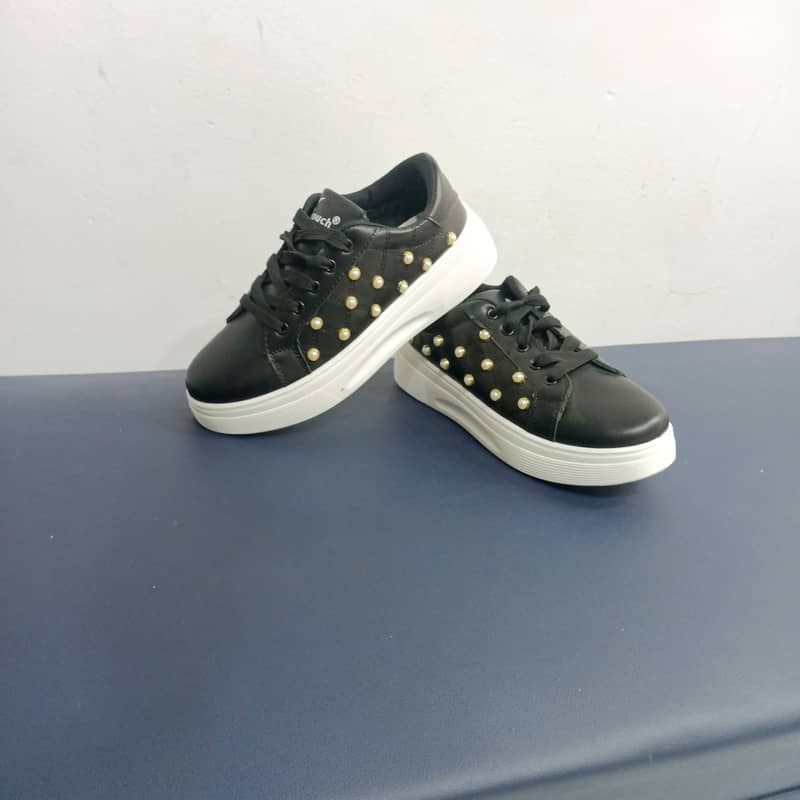 Ideal Trendy Black Sneakers with Golden Studs - Stylish & Comfortable" 2