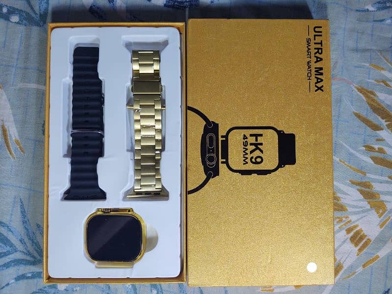 HK9 49mm Ultra Max smart watch new box pack golden clr 2 staps 0