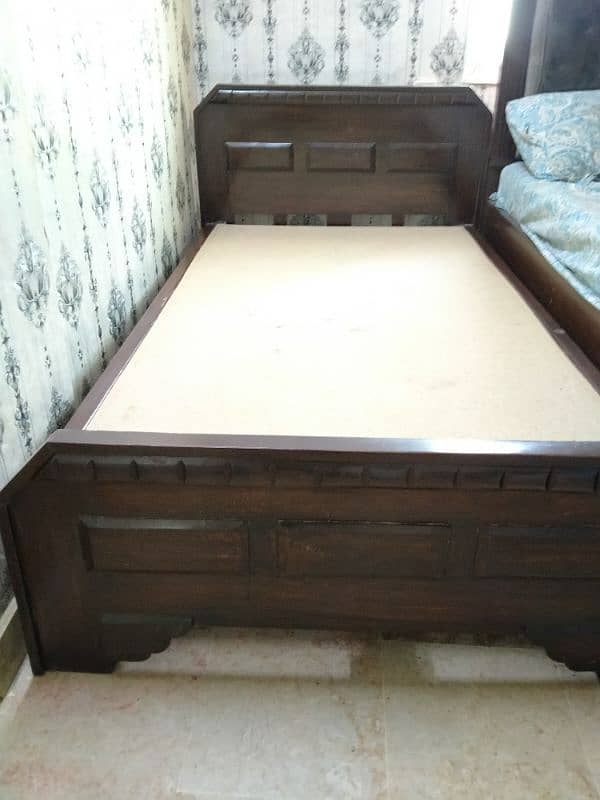 Single Shisham Wooden Bed with Mattress 1