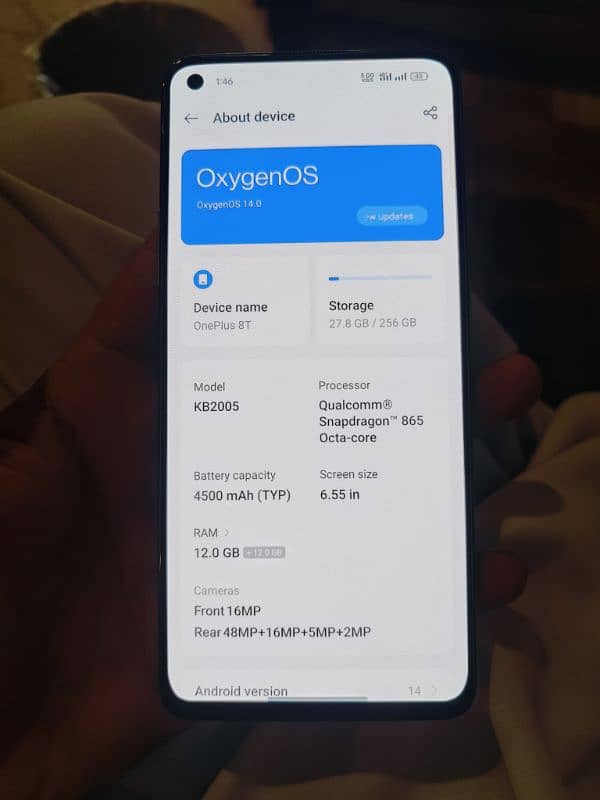 OnePlus 8t Pta approved 12/256gb 4