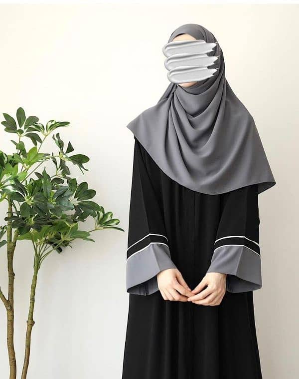 Georgette Plain Classic Abaya with Stoller 5