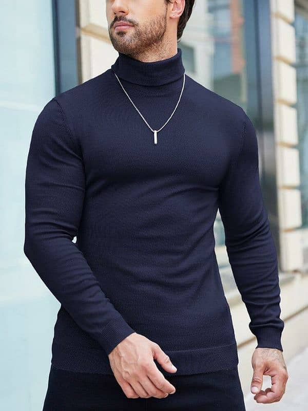 3 pcs men's cotton plain highneck 2