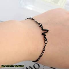 Ac alloy black plated uni-sex heart beat bracelet