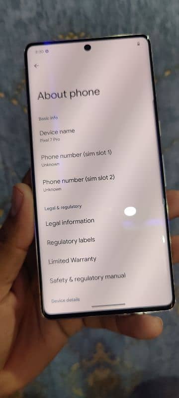 Google pixel 7 pro # dual sim 12+128 PTA approved 8