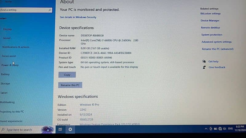 Dell laptop with 8gb ram core i7 2.80 ghz 7