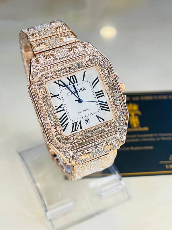 iced out Cartier watch with box premium Quality 3