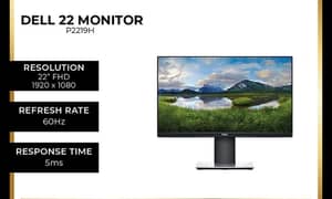 22" Inch Dell P2219H Borderless IPS Full HD LED Monitor & HDMI Port.