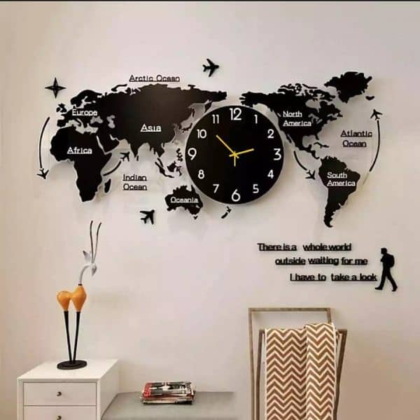 3d Digital World Map Wall Clock 0