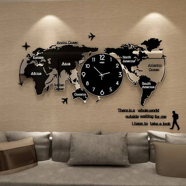 3d Digital World Map Wall Clock 1