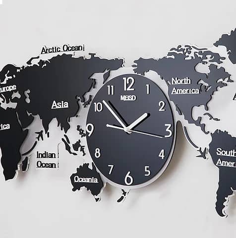 3d Digital World Map Wall Clock 9