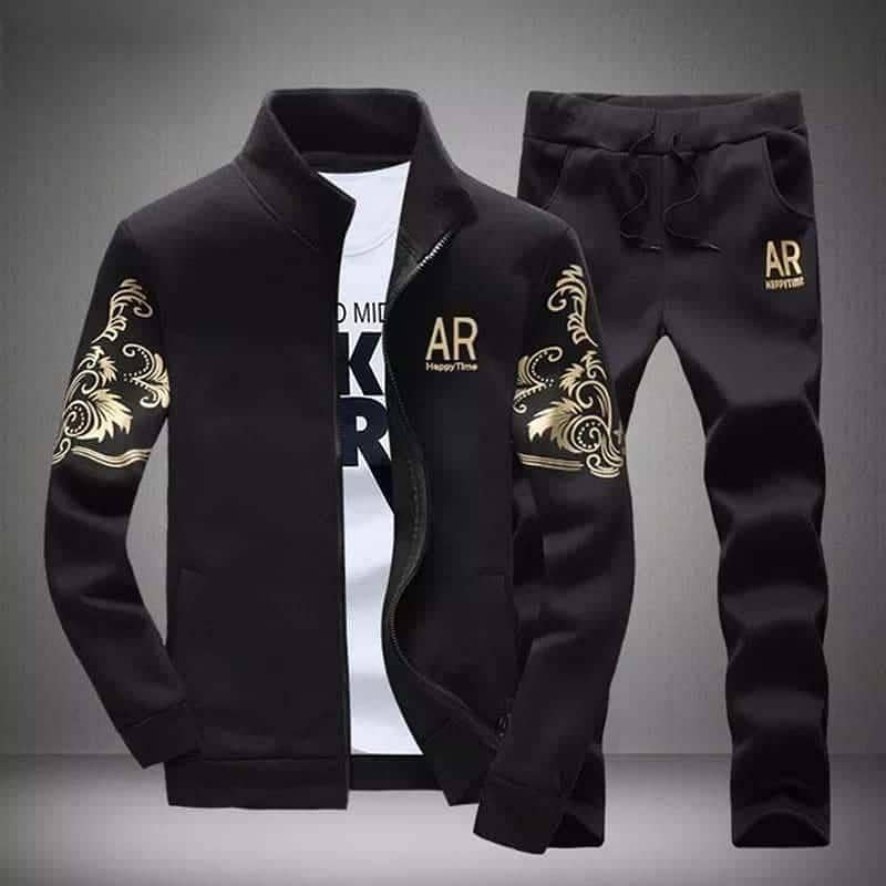 Men's Black Fleece Track suit _2piece pain Design for Ultimate comfor 0