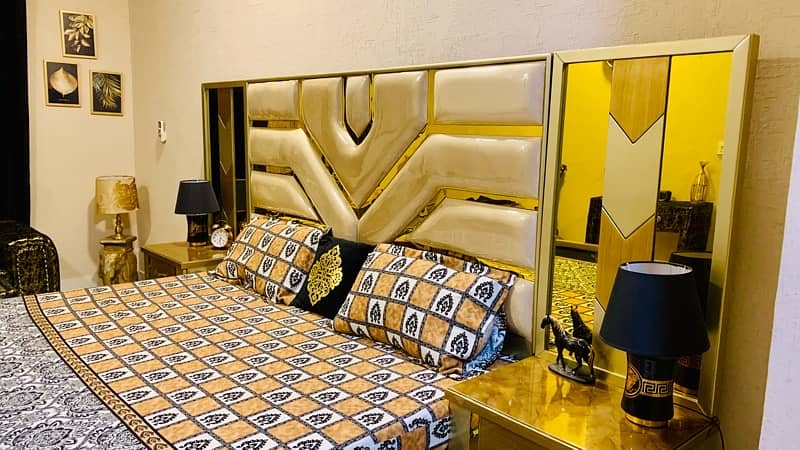 Full Room Set | Bed Set | Sofa Set | Velvet Shine Fab | Golden Black 0