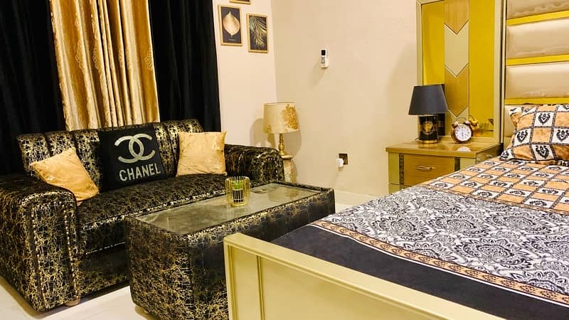 Full Room Set | Bed Set | Sofa Set | Velvet Shine Fab | Golden Black 5